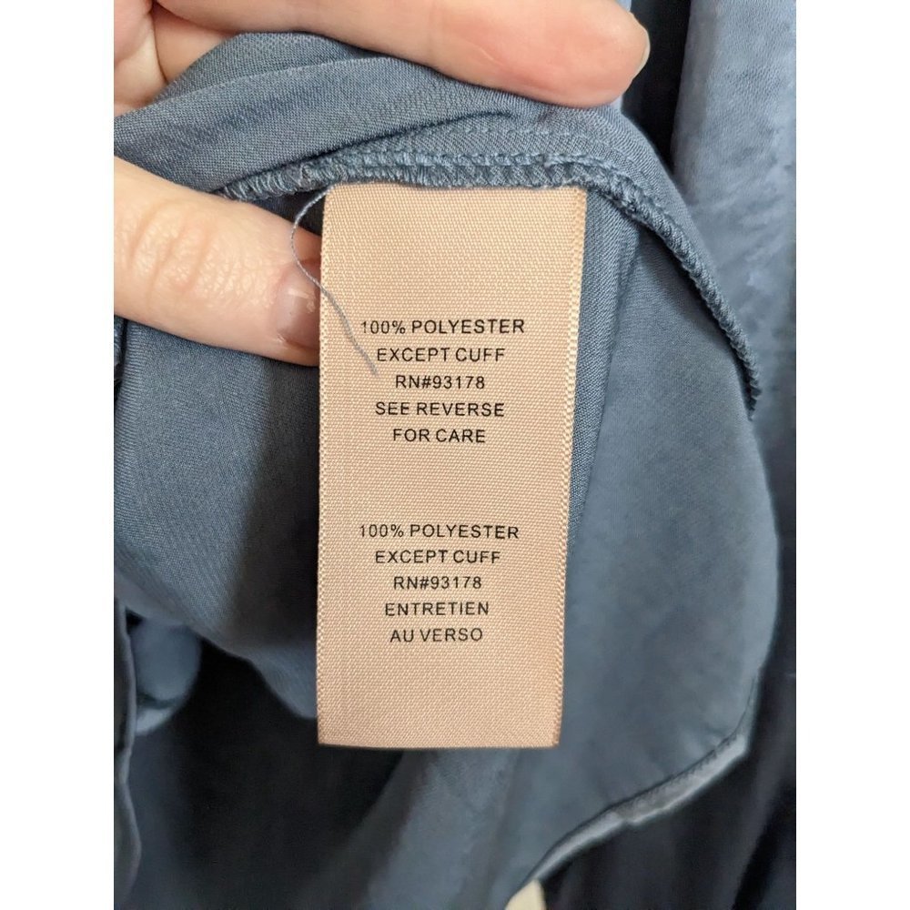 𝅺nwt Philosophy Feminine Silky Blue Gray Lone Sleeve Blouse Women's Size Large - Picture 7 of 7